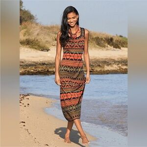 PERUVIAN CONNECTION Jacquard 100% Pina Cotton Maxi Dress | M